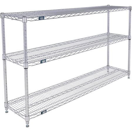 Nexel 3 Shelf, Chrome Wire Shelving Unit, Starter, 60inW x 18inD x 34inH B3124369